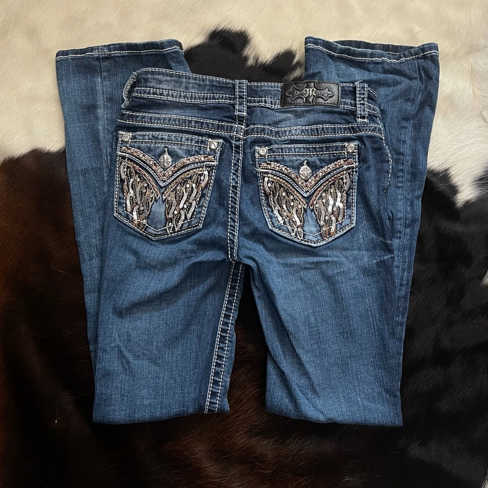 MISS ME Chloe Boot Cut Jeans- Embellished Wings